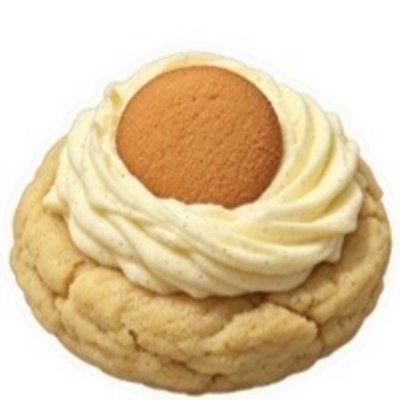 Banana pudding cookie topped with cream and a vanilla wafer